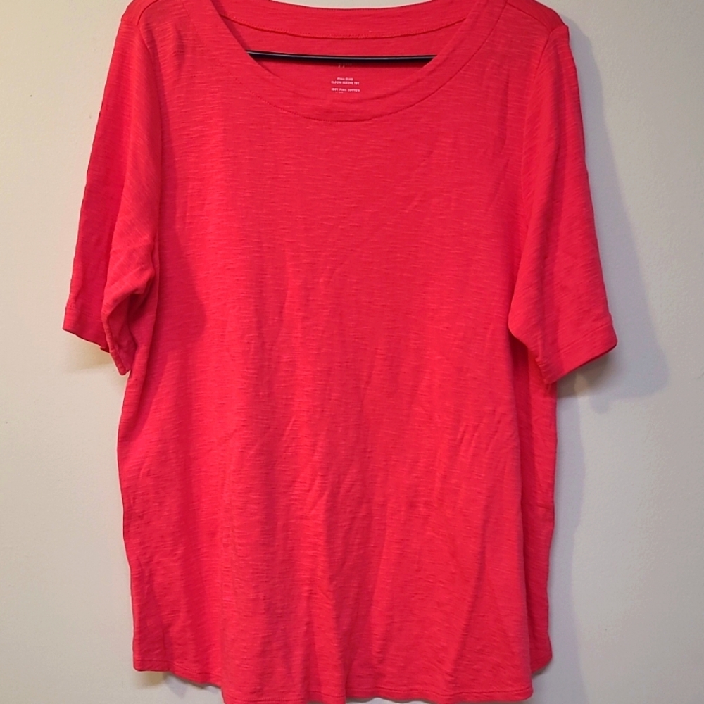 J.‎ Jill Red Short Sleeve Tee Casual Cotton Blend used good condition.